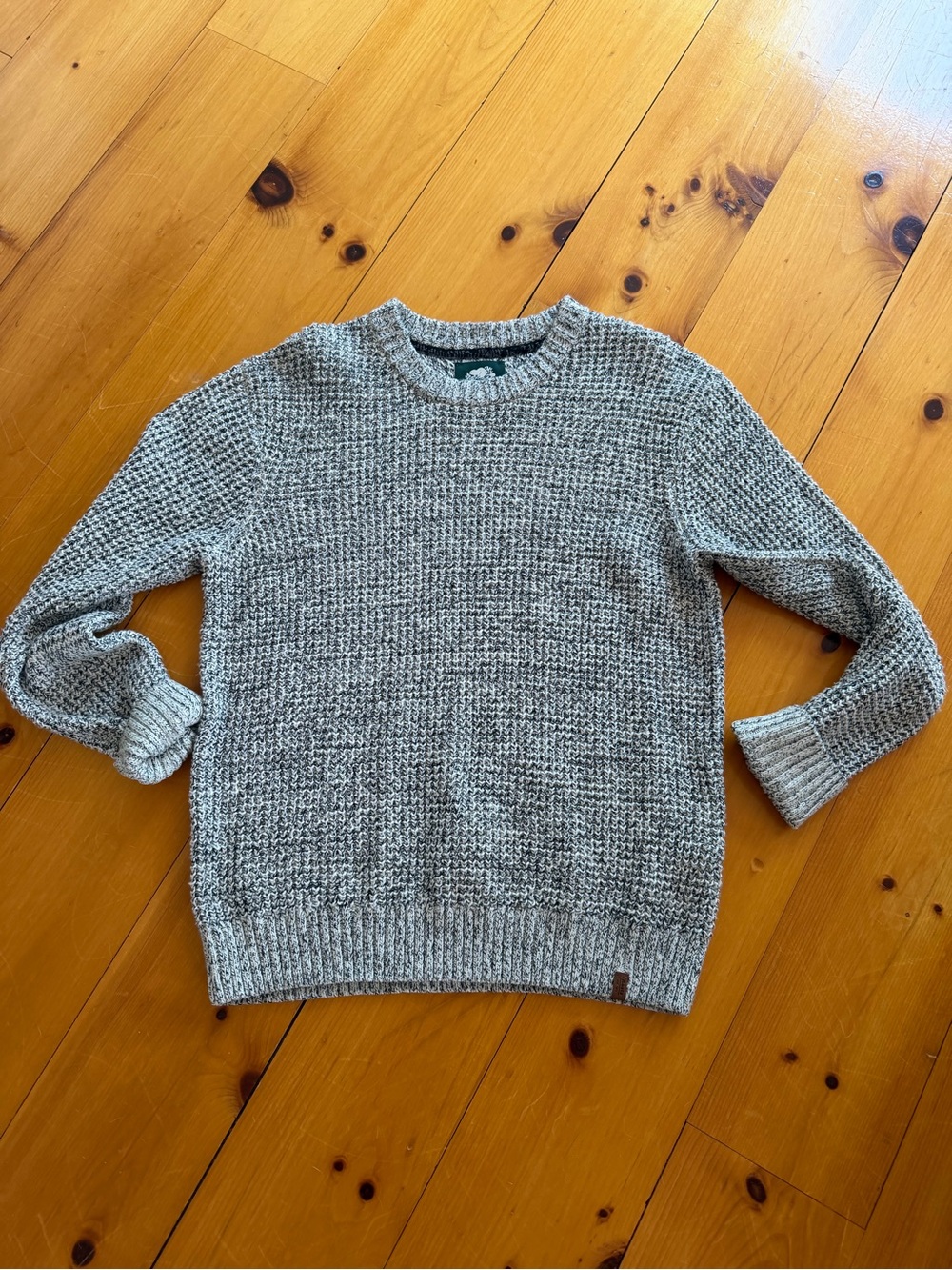Roots Men's Gray Crewneck Waffle Knit Sweater